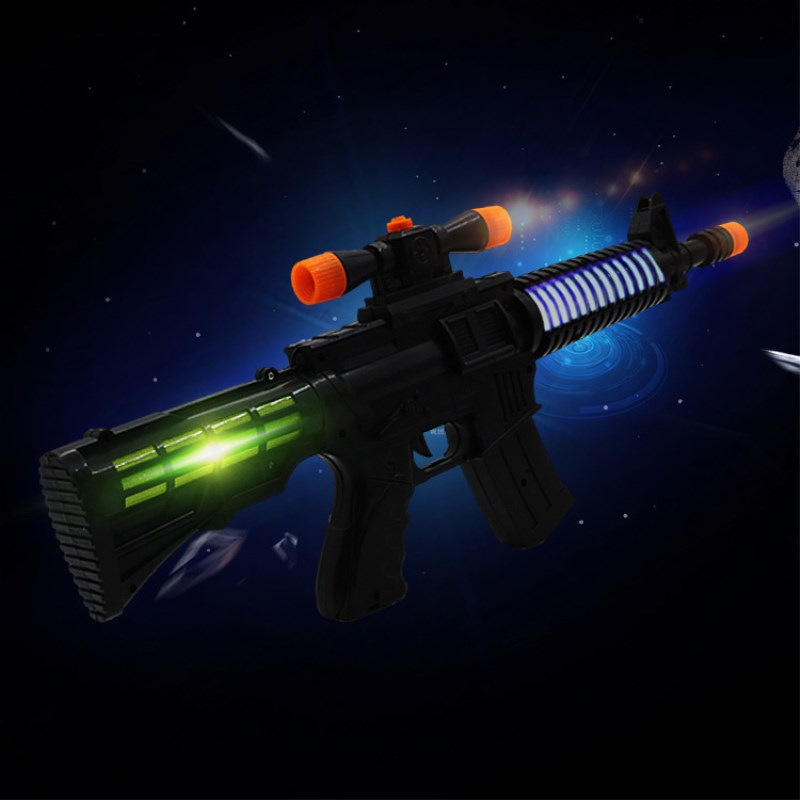 The simulated children's boy electric gun, the eight-tone gun with colorful sounds and lights, and the detachable submachine gun are selling well at the street stall details Picture