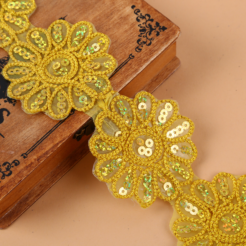 亮片装饰六公分宽七彩色水溶花边 DIY手工饰品辅料花边细节图