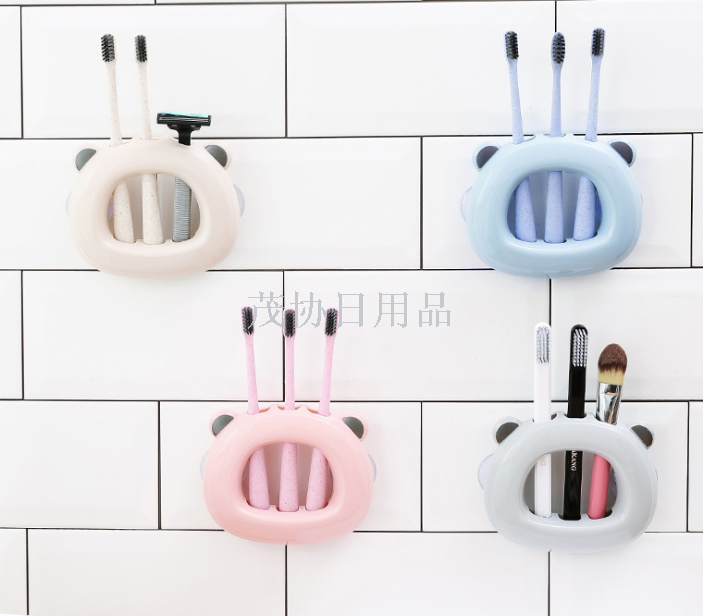 Suction wall type toothbrush holder bathroom non-punch bear toothbrush holder toothbrush holder hanging toothbrush holder wall hanging