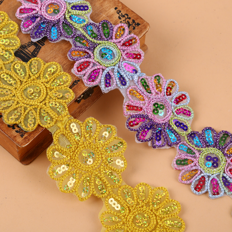 亮片装饰六公分宽七彩色水溶花边 DIY手工饰品辅料花边