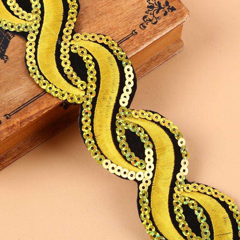 4.5 cm wide sequined decorative wavy clothing and accessory lace DIY material details Picture