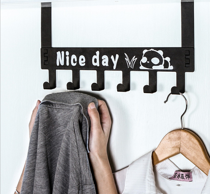 Carbon steel door back type 6-link hook, creative cartoon door rear hook, seamless and nail-free coat hook hanger Application Scenario