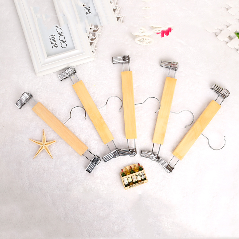 厂家直销 高档儿童实木裤夹 不锈钢裤夹裙夹 18公分木头批发