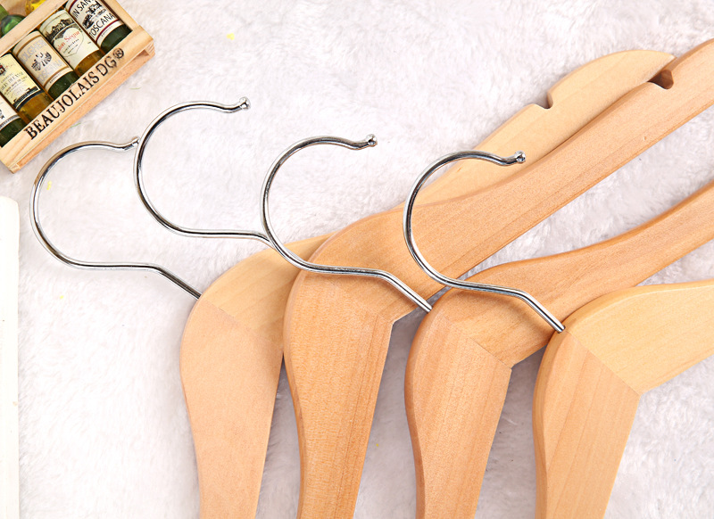 厂家直销一级实木衣架批发 木质防滑挂衣架高档儿童实木无杆衣架细节图