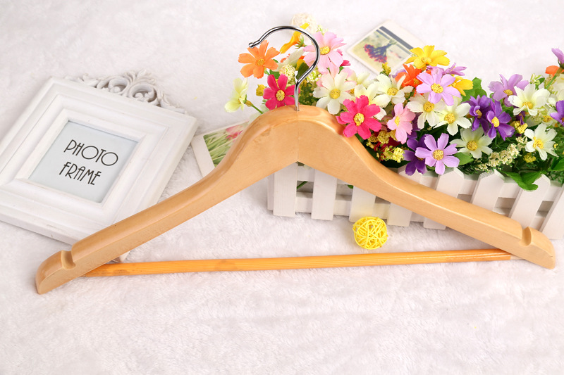 实木衣架带胶管 木质衣服撑 2.0厚本色套胶管产品图