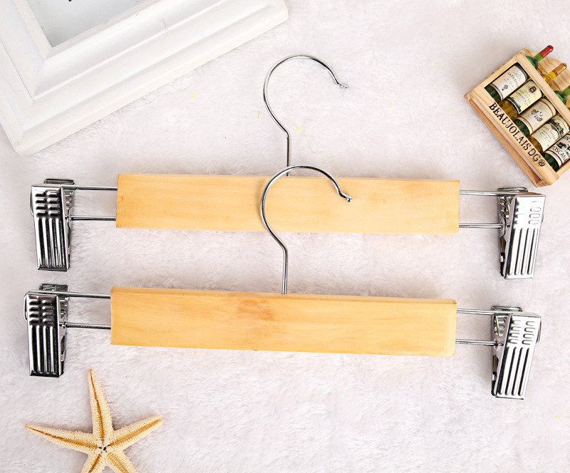 厂家直销 高档儿童实木裤夹 不锈钢裤夹裙夹 18公分木头批发产品图