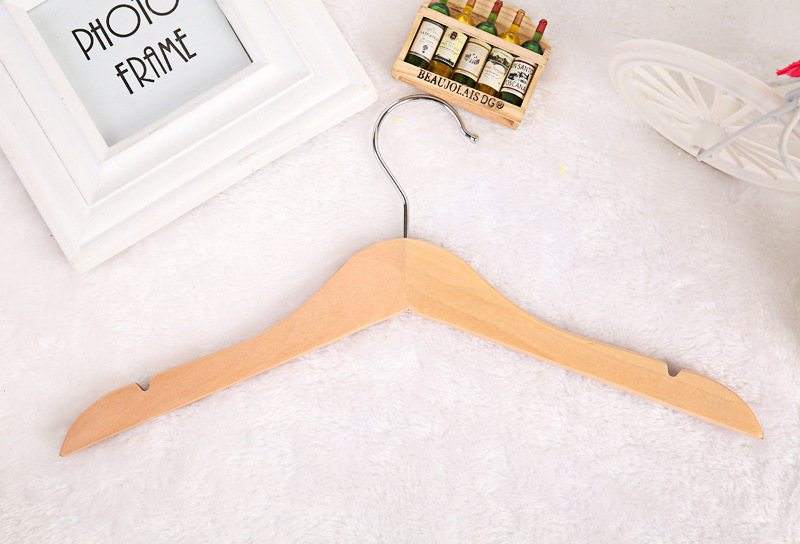 厂家直销一级实木衣架批发 木质防滑挂衣架高档儿童实木无杆衣架产品图