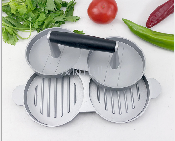 Double hole hamburger press food grade aluminum hamburger press Kitchen hamburger mold bakelite cake press