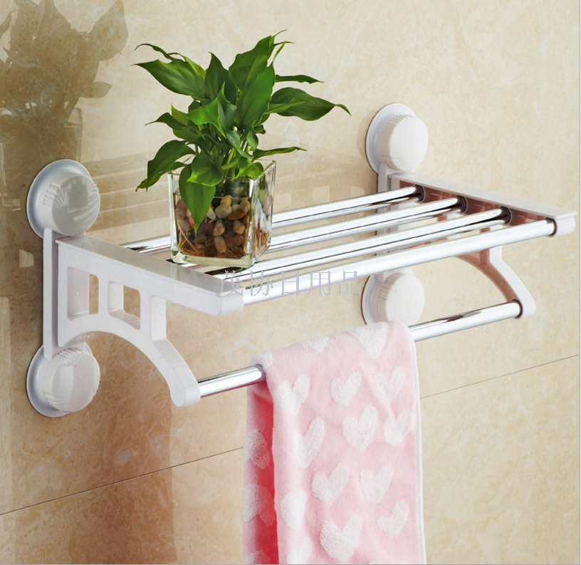 Suction cup towel rack, bath towel rack, stainless steel bathroom storage rack, bathroom hardware hangers, towel rods