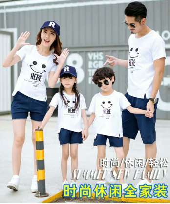 Family clothing cotton short-sleeved T-shirt mother and daughter for the whole family