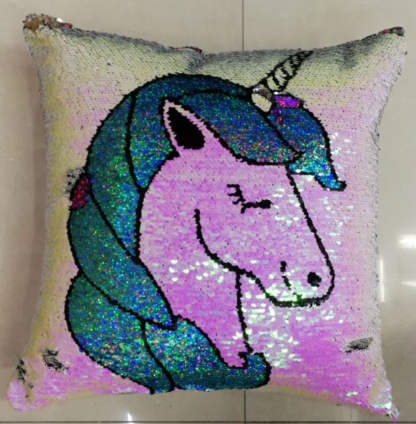 Magic sequined embroidered unicorn pineapple heart pillow cushion cover