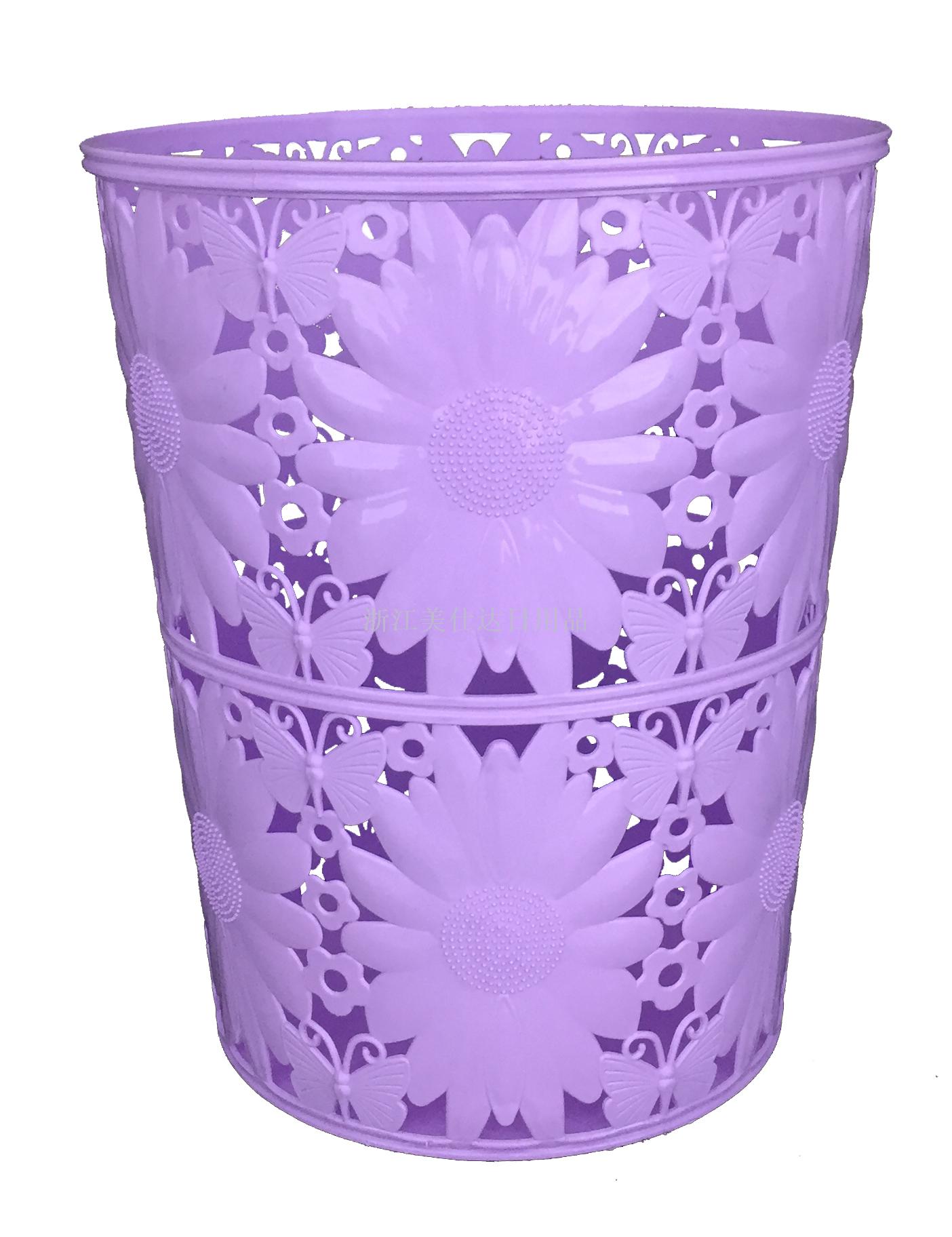 源头工厂 专利塑料圆形太阳花镂空纸篓 塑料垃圾桶 外贸热销新款厂家直销528
