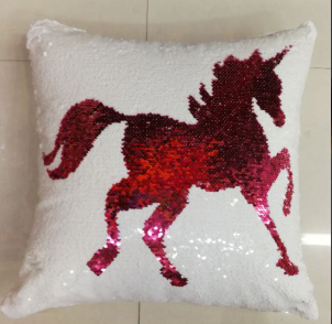 Magic sequined embroidered unicorn pineapple heart pillow cushion cover details Picture