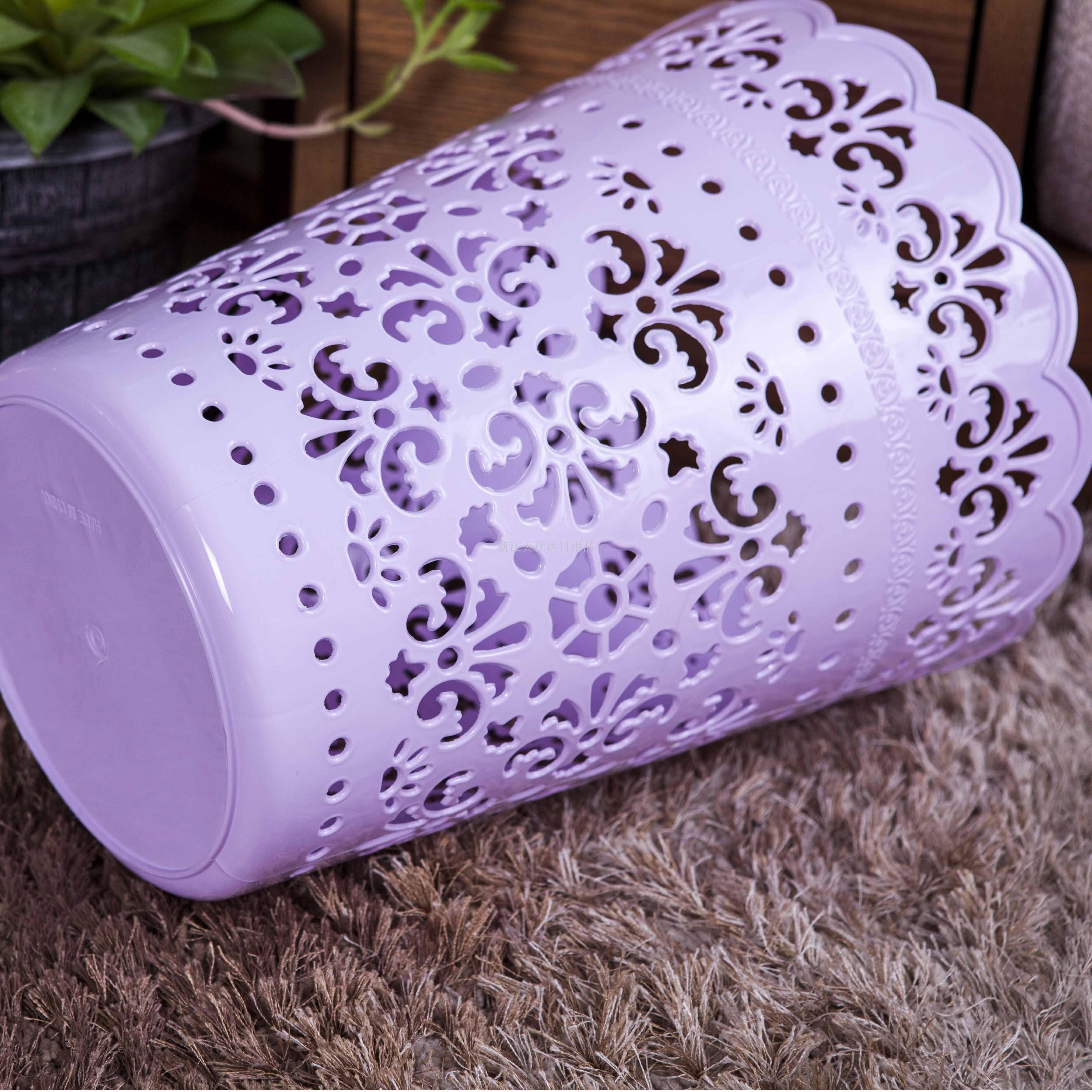 源头工厂塑料圆形创意镂空纸篓 塑料垃圾桶 塑料纸篓 508