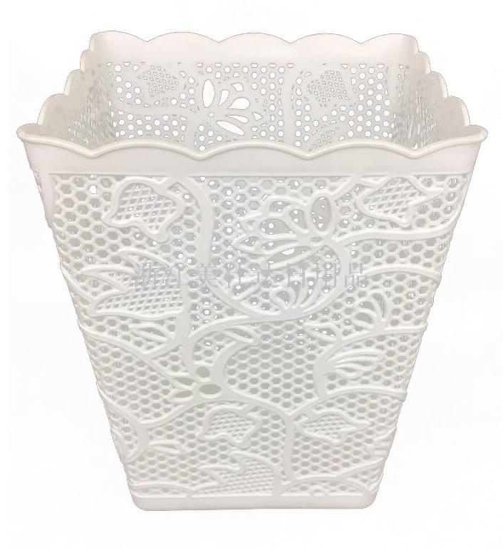 源头工厂 专利花形方形塑料镂空纸篓 塑料纸篓 雕花纸篓厂家直销 515