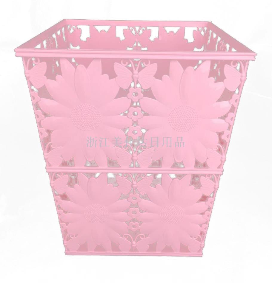 源头工厂 专利塑料方形太阳花镂空纸篓 塑料垃圾桶 塑料纸篓 528