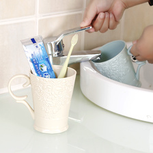 情侣漱口杯素色带手柄牙缸杯创意塑料牙刷杯洗漱杯刷牙杯涑口杯