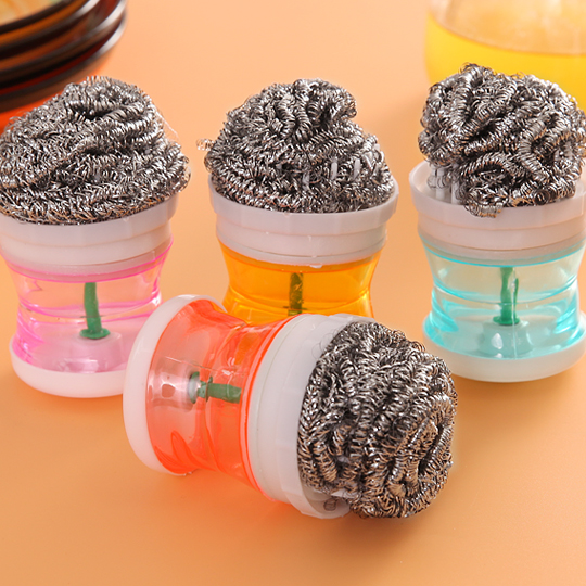 液压洗锅刷子洗碗刷子 厨房用品清洁球钢丝自动加液不粘锅刷锅器