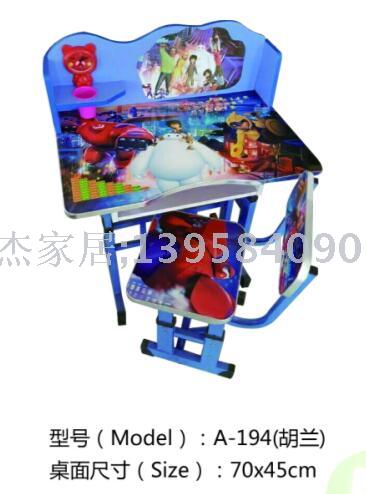 Children's student desks and chairs, study desks and chairs, cartoon pattern desks, writing desks, eco-friendly desks and chairs that can be raised and lowered details Picture
