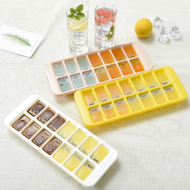 创意方形冰块模具 家用硅胶冰格 14格带盖易脱落DIY制冰盒产品图