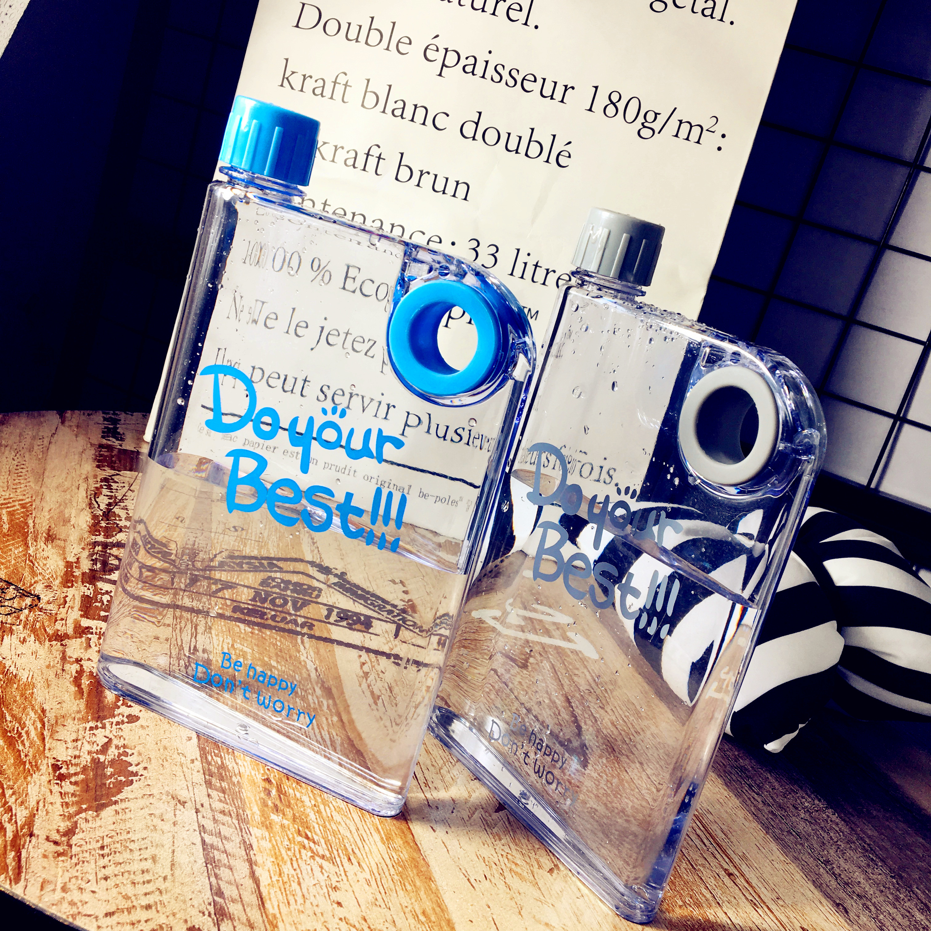 透明个性A5塑料杯 扁平带孔小清新 彩色便携户外杯 可定制LOGO产品图