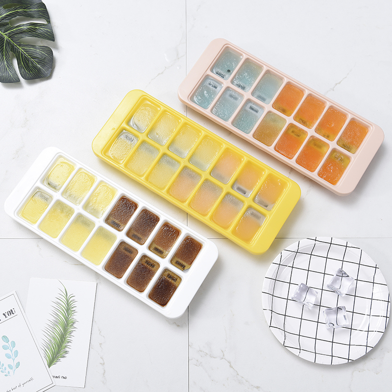创意方形冰块模具 家用硅胶冰格 14格带盖易脱落DIY制冰盒图