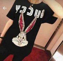 Bugs Bunny sequin Embroidery monogram print loose and matching slim couple short sleeves