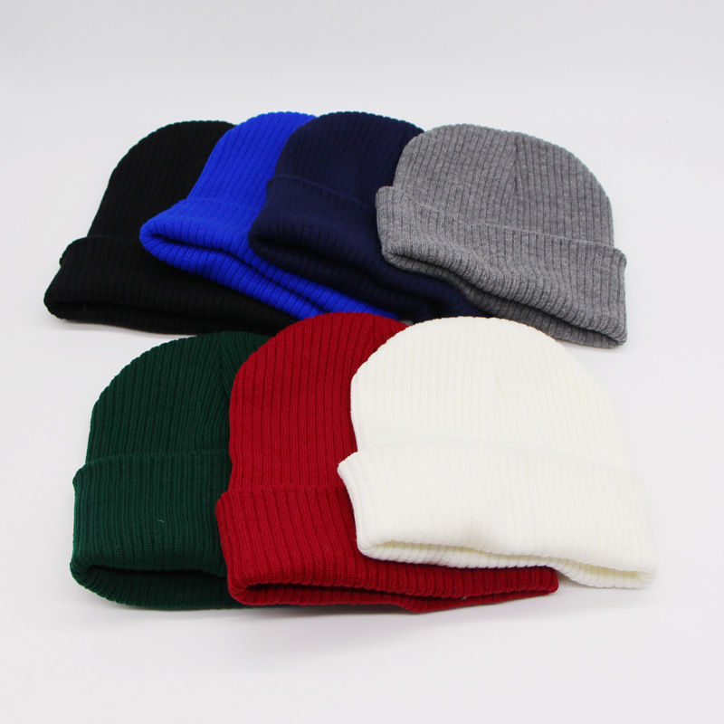 针织帽 外贸 出口毛线帽子 欧美新款光板纯色保暖冷帽定制批发产品图