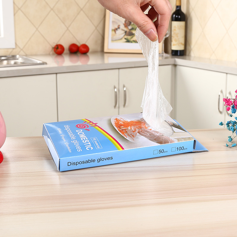 Disposable gloves PE food grade film gloves hot selling food and beverage Beauty hair bag gloves box for a replacement hair thumbnail