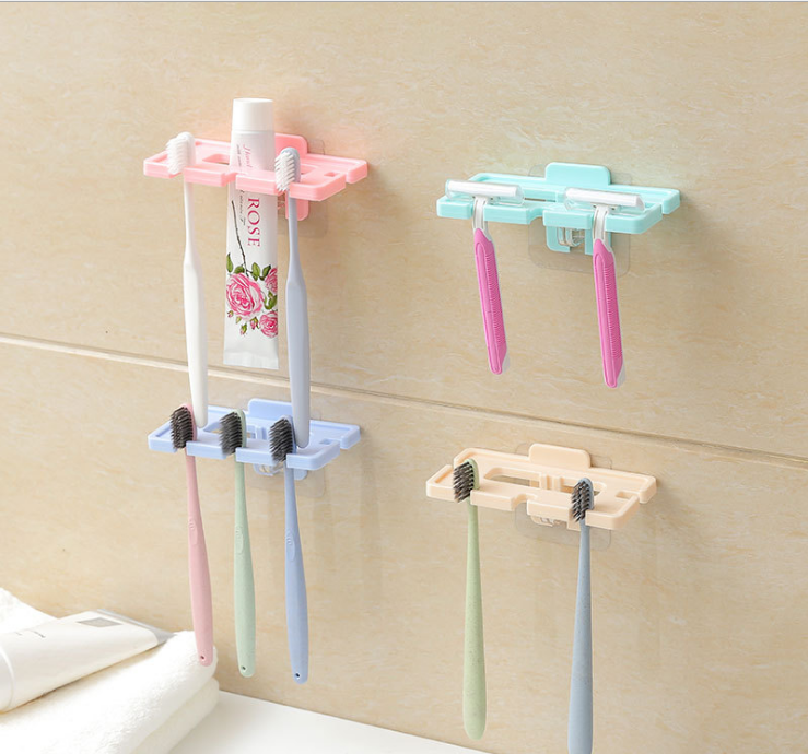 多功能吸壁架 牙刷架 牙膏架 漏水牙刷架 沥水牙刷架子产品图