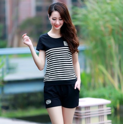 Summer shorts and short sleeves two-piece casual sportswear for women details Picture