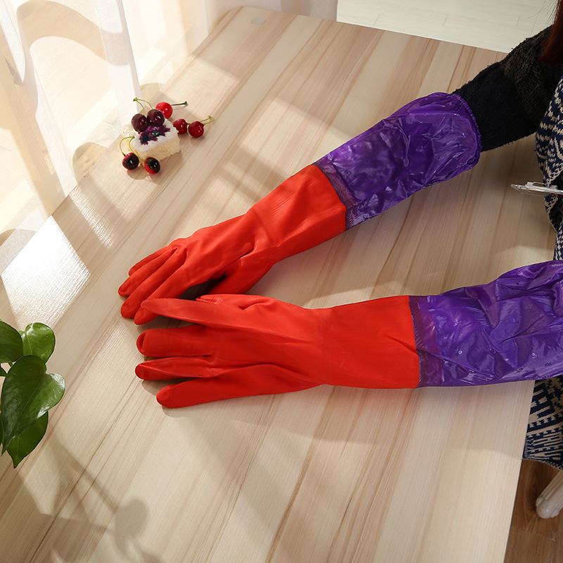 2017 new clean latex gloves with fleece and thickening, warm and waterproof kitchen, clean, waterproof and durable with a replacement hair thumbnail