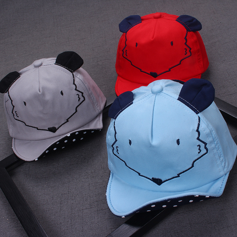 Yiwu Selection boys and girls baby baseball cap baby cap children soft brim Kating ear sun hat word