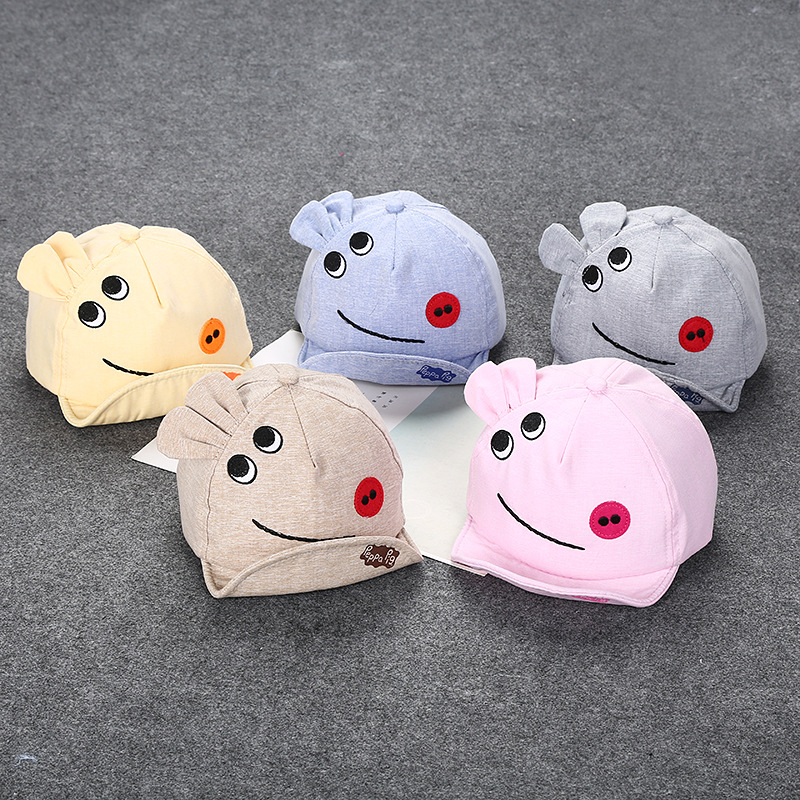 义乌好货 儿童宝宝帽子小猪佩奇棒球帽婴幼儿耳朵鸭舌帽软檐帽