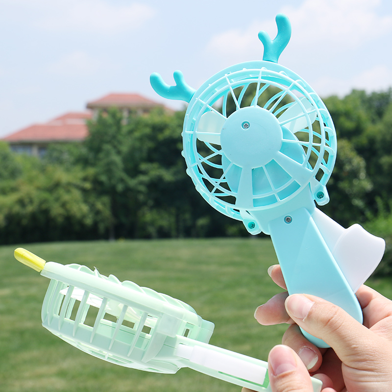 迷你掌上手压风扇网格保护 小羊小鹿手动小风扇学生便携手持风扇产品图