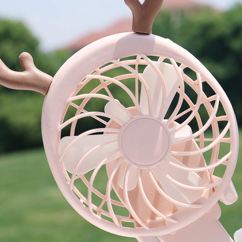 迷你掌上手压风扇网格保护 小羊小鹿手动小风扇学生便携手持风扇细节图