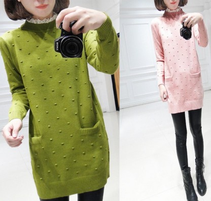 New Korean version of women's large-size lace sweater women's sweater base