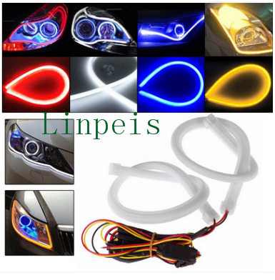 汽车led泪眼灯 导光条 软灯条双色转向眉灯 硅胶条