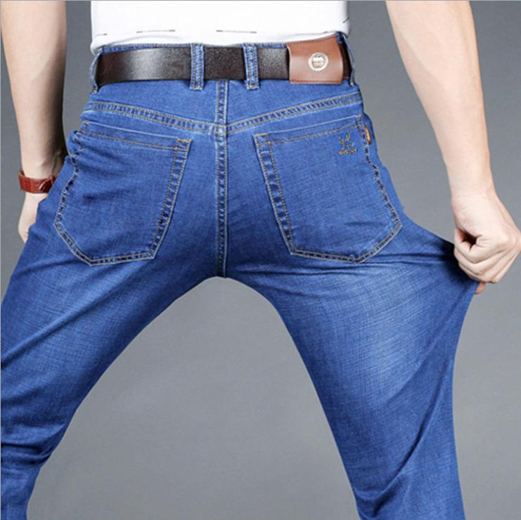 Spring/Summer 2018 new elastic men's slim plus size denim pants thin straight tube thumbnail