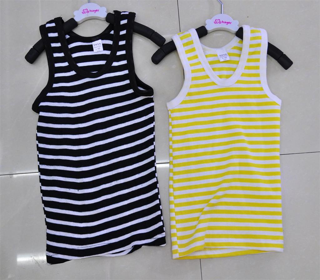 Off-the-shelf cotton children's vest Boys horizontal striped vest Girls cartoon flower vest Jamaica solid color vest