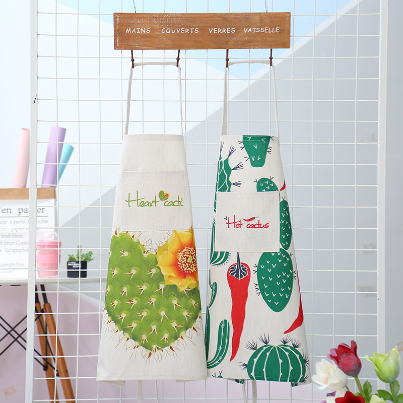 Home kitchen cooking pure cotton Korean fashion waterproof oil apron Men's women's adult cute free shipping thumbnail