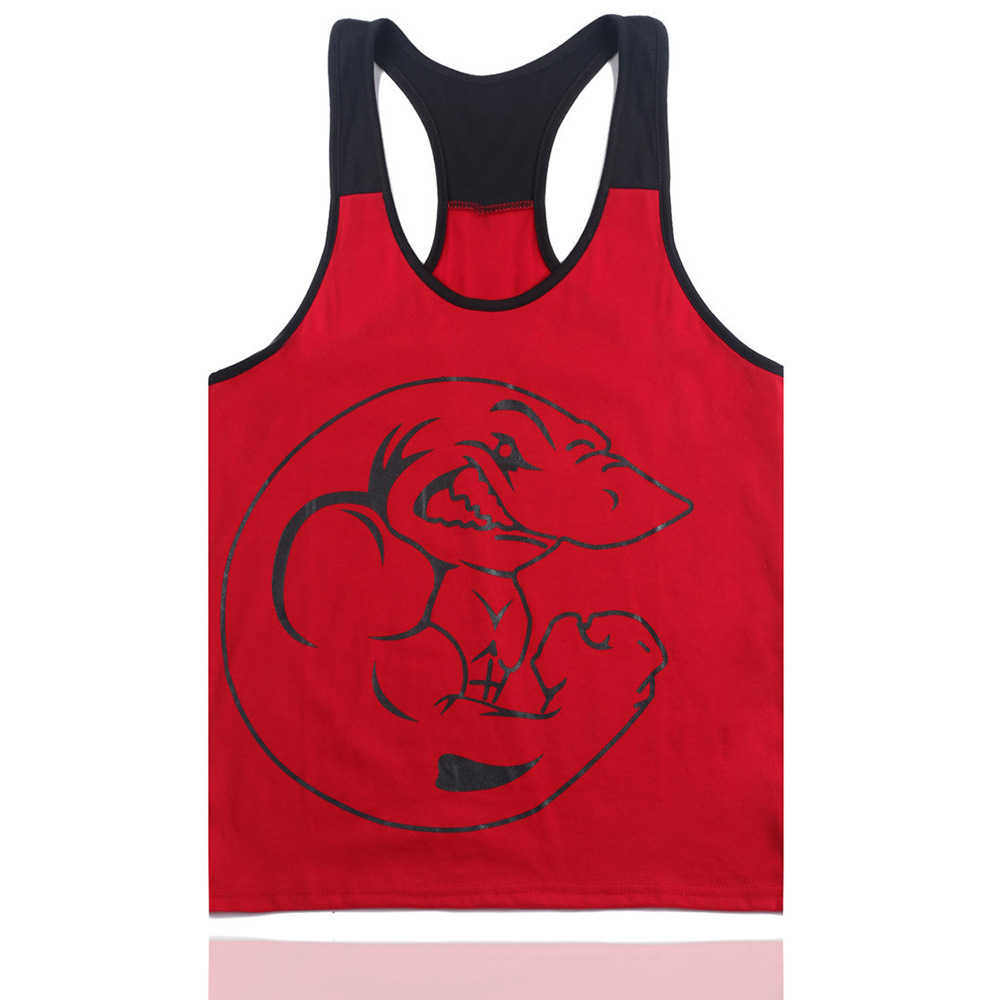 Factory direct selling men's vest GYM color matching sports fitness vest tight color matching head Modal