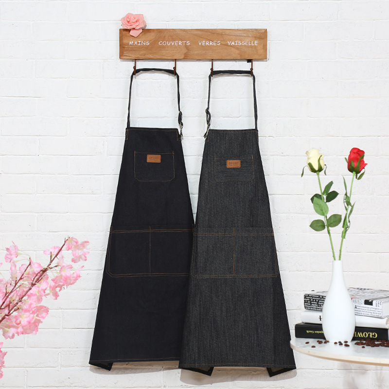 Korean version of new original denim sleeveless apron home kitchen denim apron creative work clothes customization wholesale