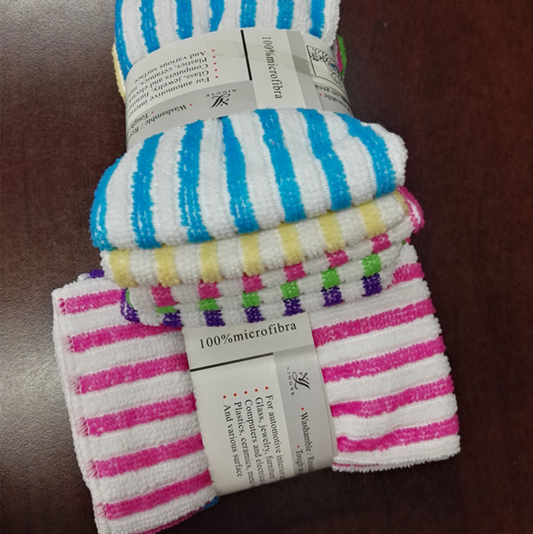 The factory direct superfine fiber dishcloth fine color strip dishcloth absorbent dishcloth 5 colors per bundle thumbnail