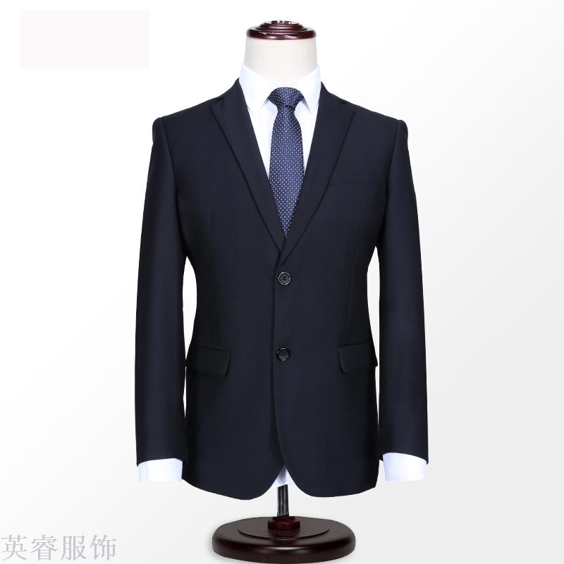Ruishan men's suits, workwear, uniforms, men's solid black casual business fit new style details Picture