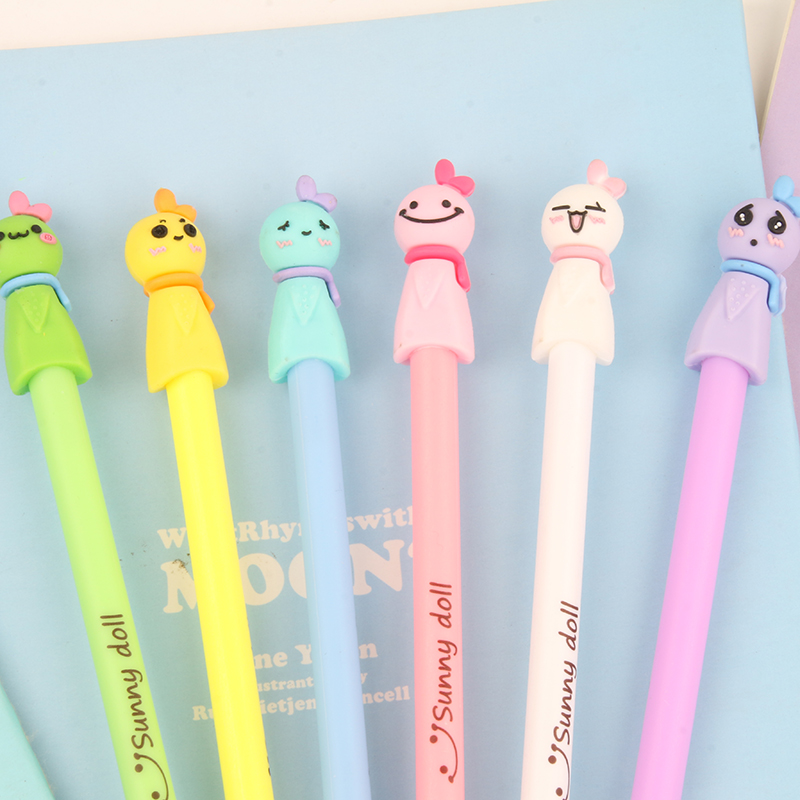 South Korea creative stationery neutral pen small fresh cartoon sunny day doll cute black water-based pen signature pen