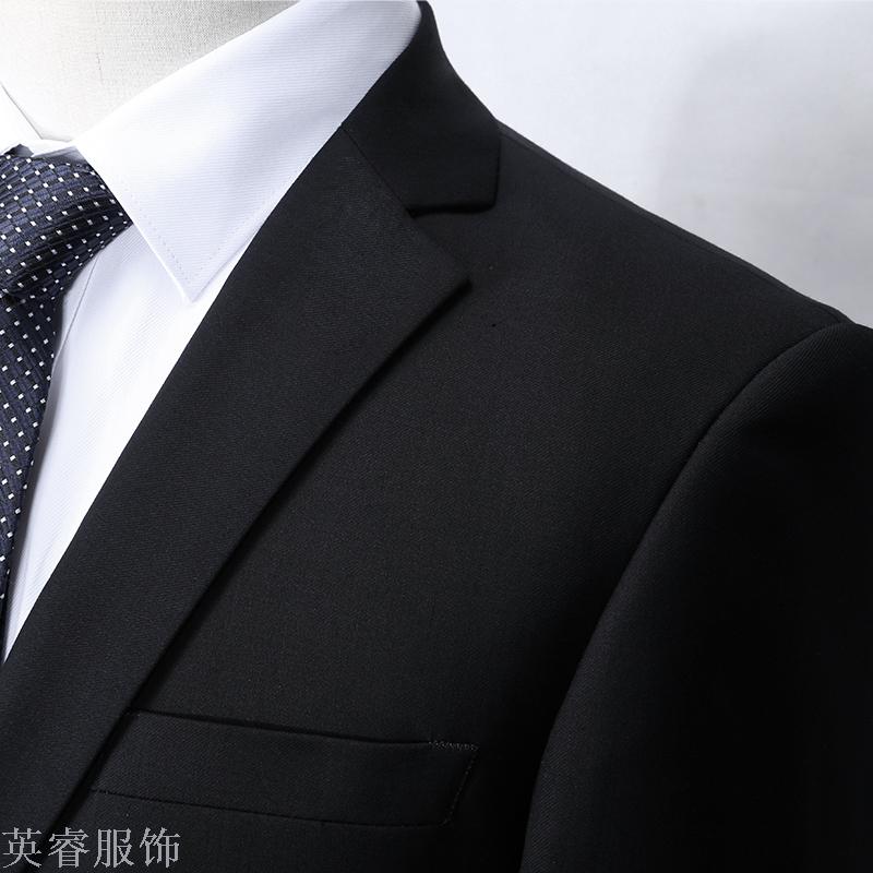 Ruishan men's suits, workwear, uniforms, men's solid black casual business fit new style Specification image
