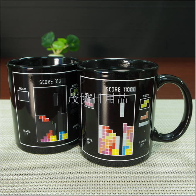 Creative temperature-Changing Mug Tetris temperature-changing mug Ceramic mug mug advertisement LOGO customization