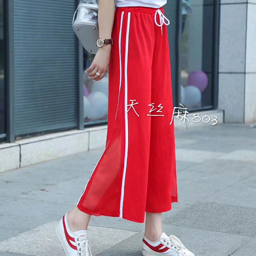 女装运动阔腿裤时尚天丝麻面料穿着舒服透气