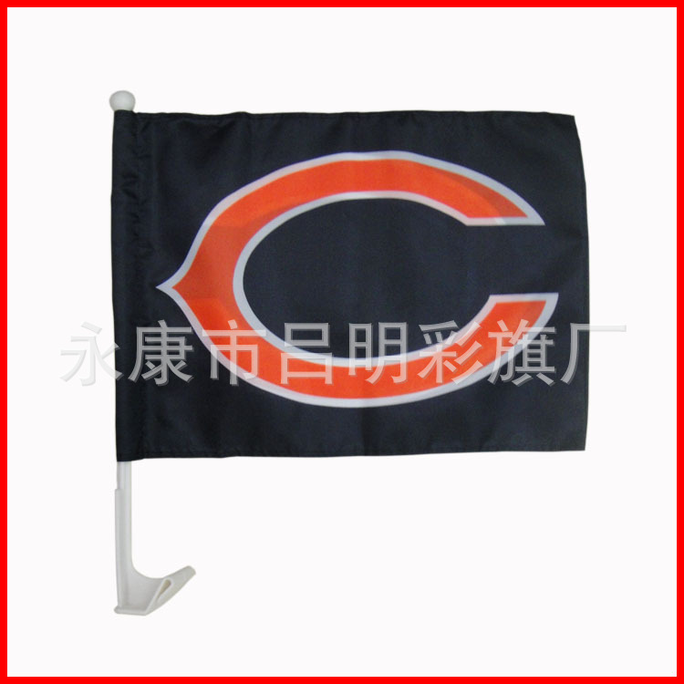 厂家供应30*45cm春亚纺英国车载旗 三边热切带车旗杆产品图